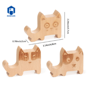 giá đỡ điện thoại bằng gỗ hình mèo đơn giản